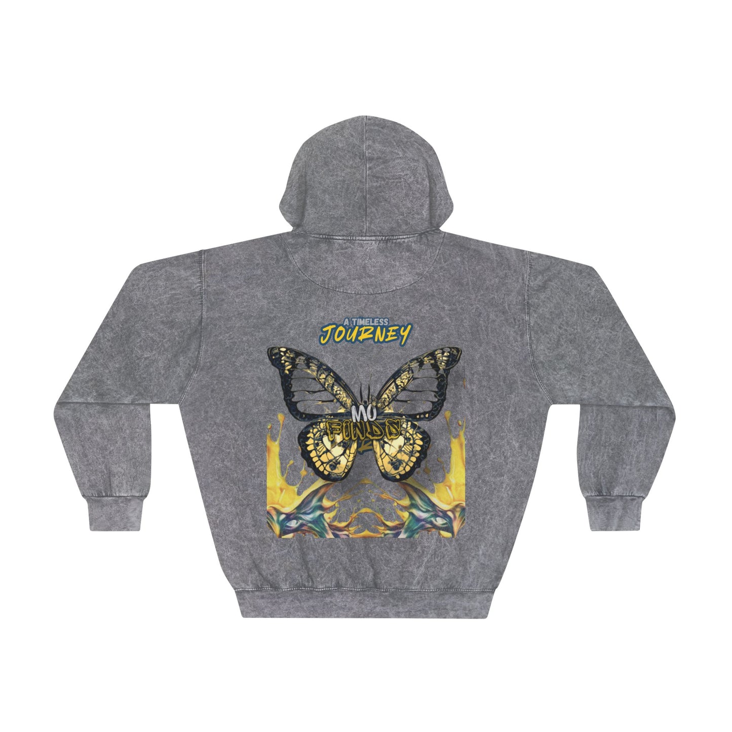 Mineral Wash Hoodie with Mofinds Logo and Butterfly - Unisex