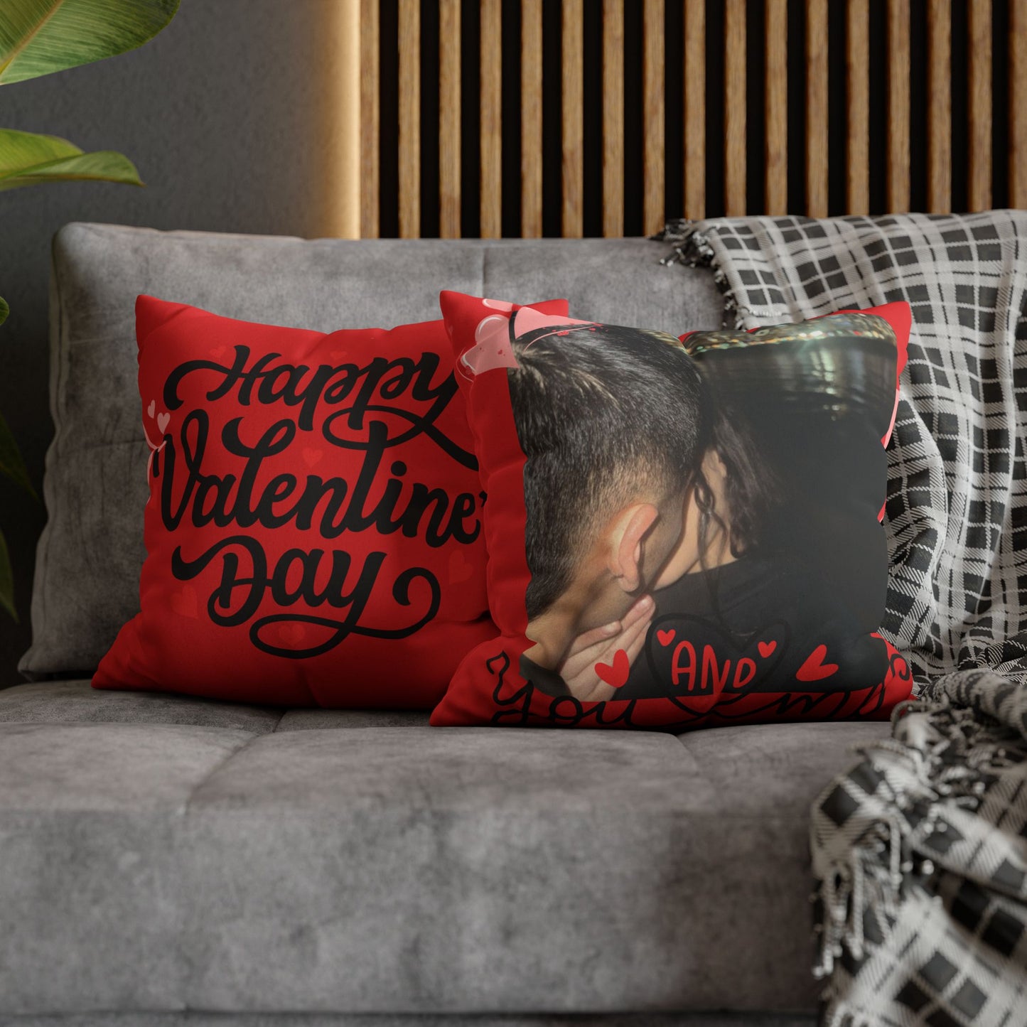 Valentines Day Faux Suede Pillowcase, Personalized Image Option, Customized Home Decor, Heart Design Pillow Cover, Romantic Valentine Gift