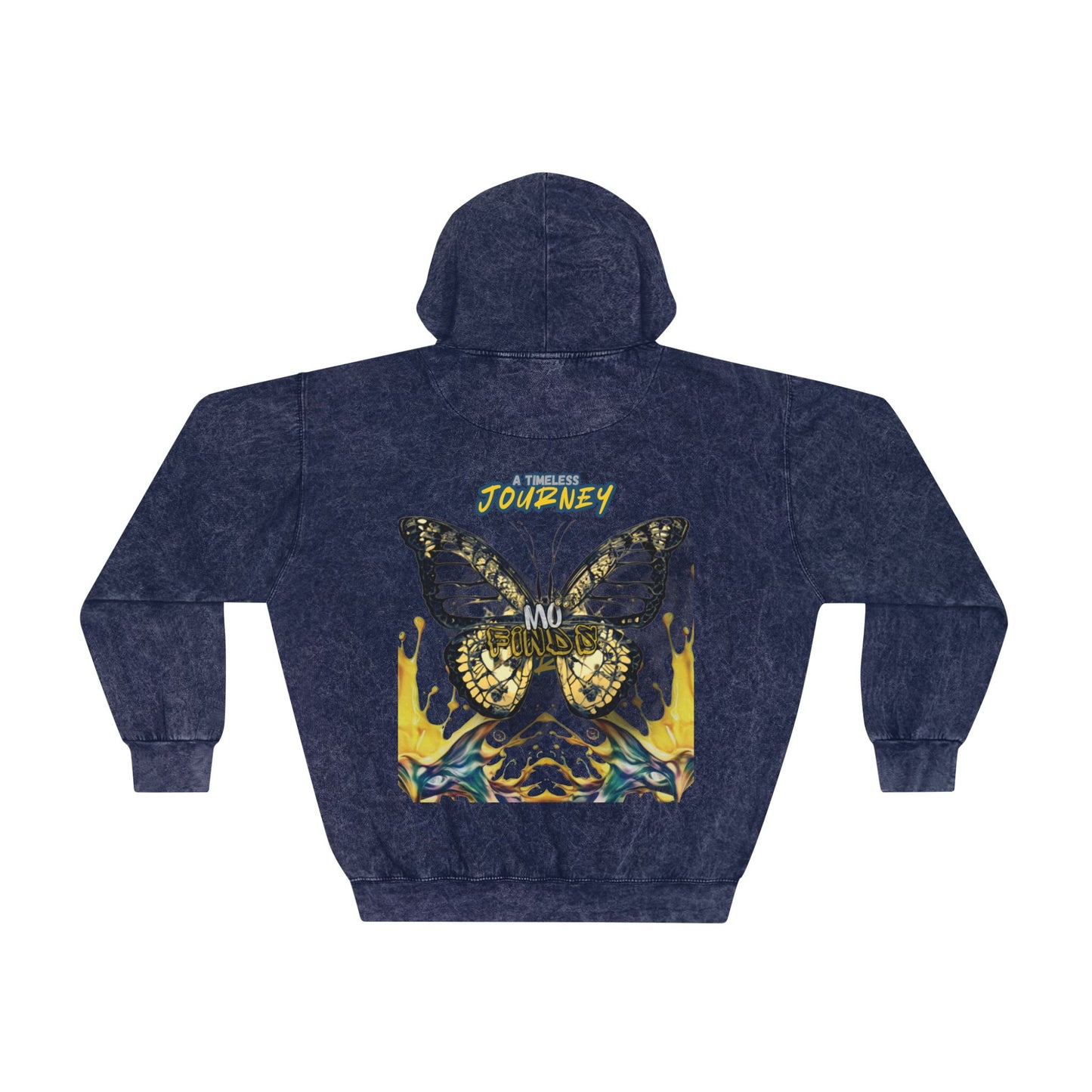 Mineral Wash Hoodie with Mofinds Logo and Butterfly - Unisex